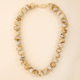 Marbled Chunky Rondelle Bead Statement Necklace