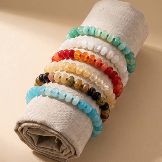 Semi Precious Stone Rondelle Stretch Bracelet
