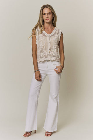 Floral Butterfly Crochet Vest Top