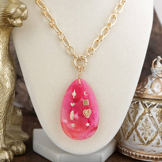 Acrylic Teardrop Charm Necklace
