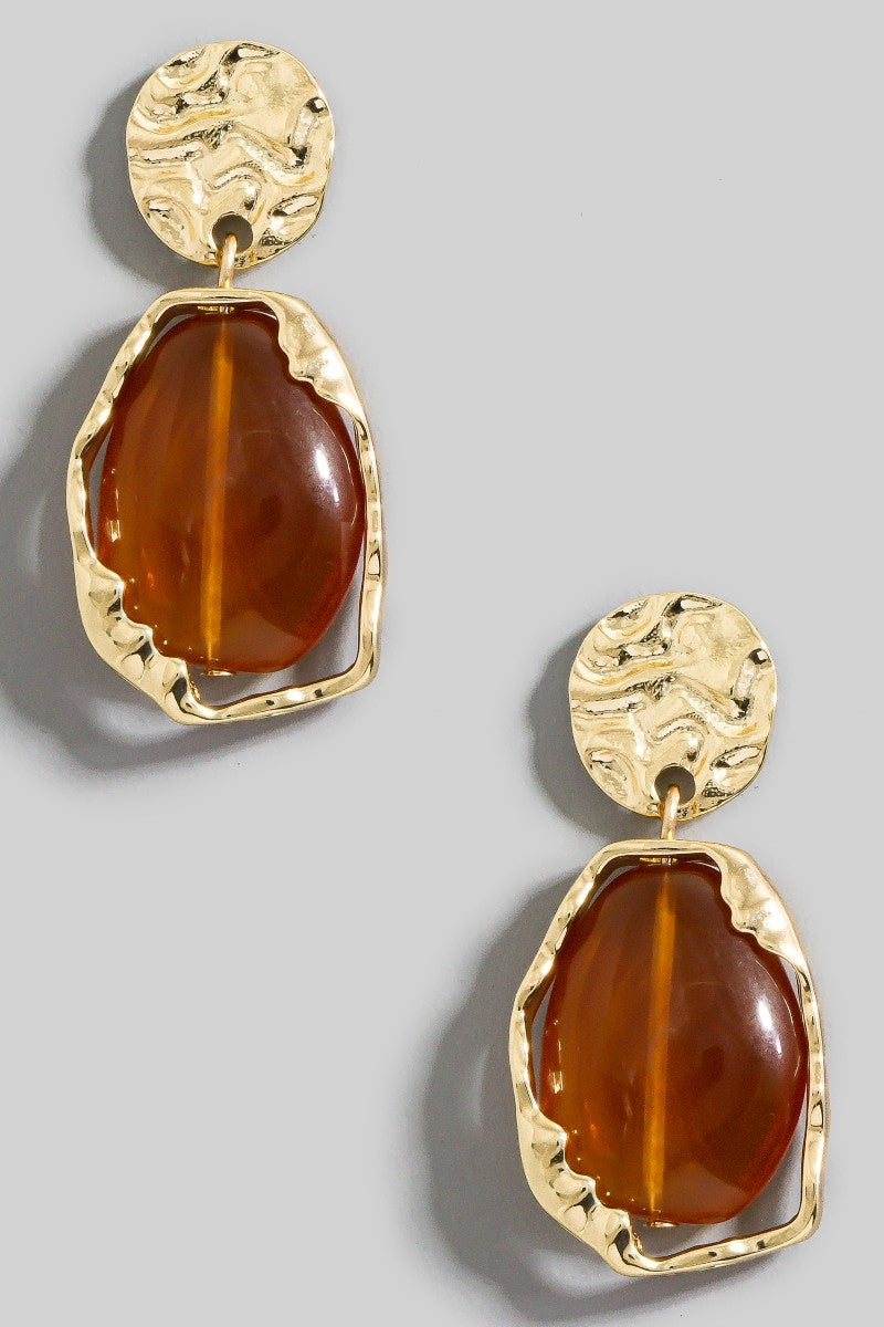 Marble Resin Oval Dangle Earring