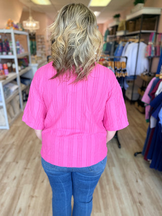 Textured Boxy Button Down Top