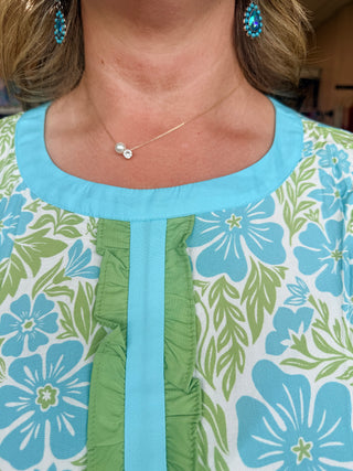 Floral Print Frill Trim Blouse