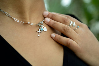 Gold Paperclip Carabiner Charm Holder Necklace