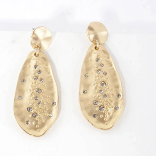 Hammered Drop Sprinkle Crystal Earrings