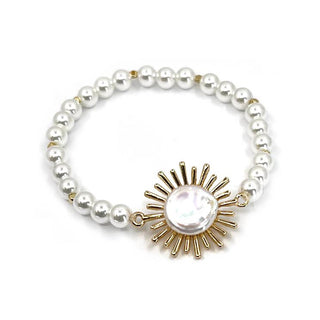 Sunshine Pearl Bracelet with Sun Burst Charm