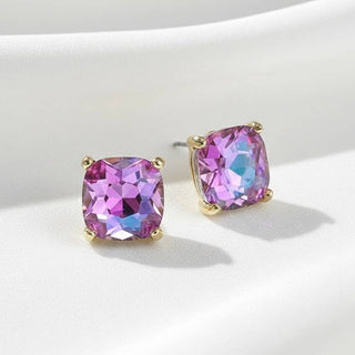 Cushion Cut Crystal Stud Earrings