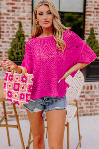 Pointelle Knit Scallop Top