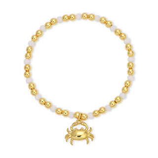 Crab Charm Beaded Stretch Bracelet