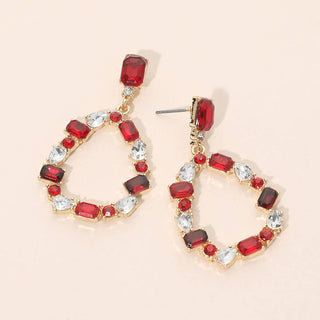 Stone Cluster Teardrop Earrings
