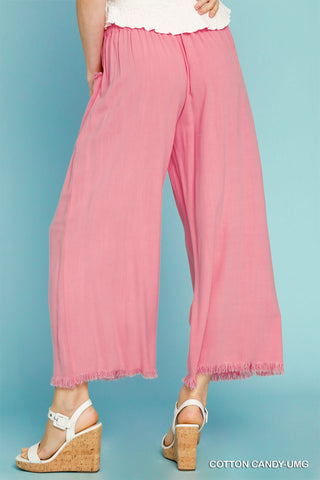 Frayed Hem Wide-Leg Pants