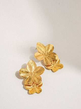 Gold Statement Stacked Flower Earring