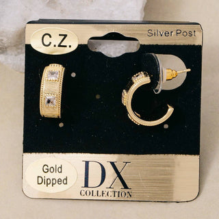 Studded CZ Wide Hoop Earrings