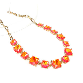 Neon Cushion Cut Glass Chain Necklace