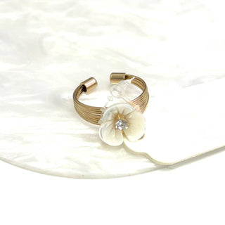 Mother of Pearl Flower Adjustable Band Ring