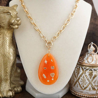Acrylic Teardrop Charm Necklace