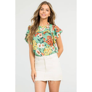 Floral Smocked Detail Blouse