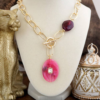Marbled Acrylic Stone Lariat Necklace