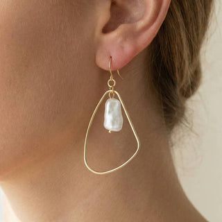 Pearl Bead Irregular Tear Earrings