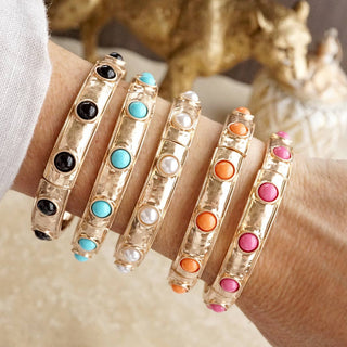 Slim Cabochon Eternity Bangle
