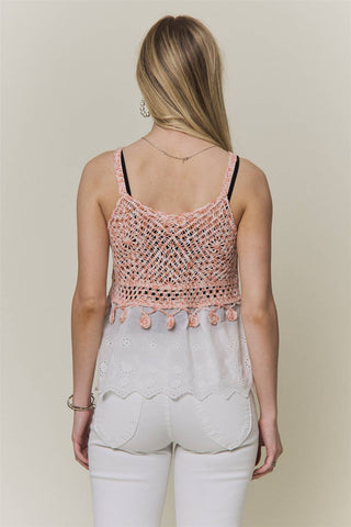 Crochet Eyelet Babydoll Tank Top