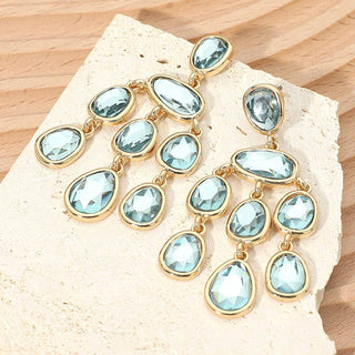 Teardrop Stone Chandelier Earrings