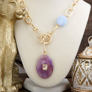Marbled Acrylic Stone Lariat Necklace