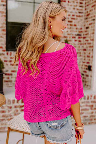 Pointelle Knit Scallop Top