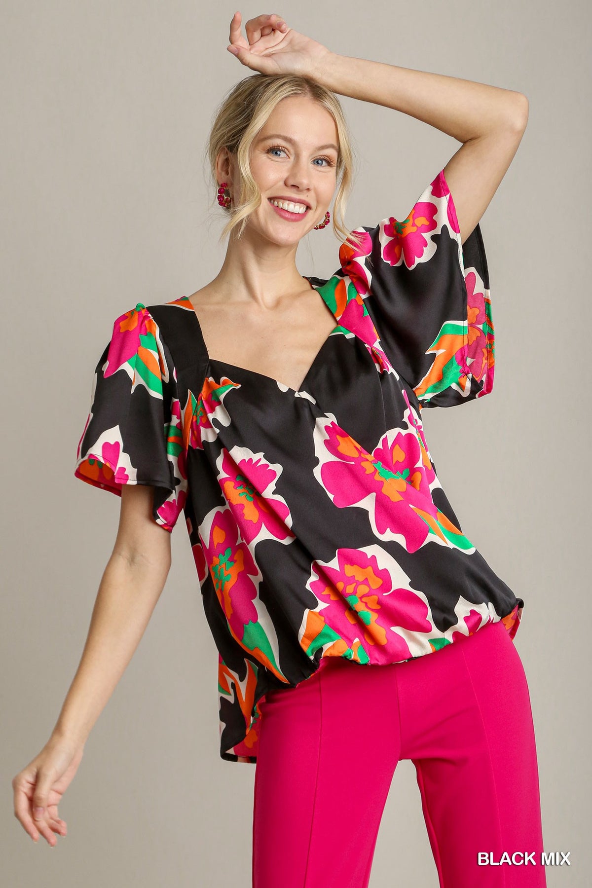 Floral Print Wrap Top