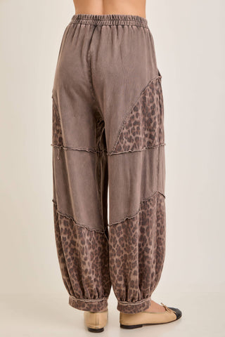 Mineral Washed Cheetah Leopard Balloon Lounge Pants