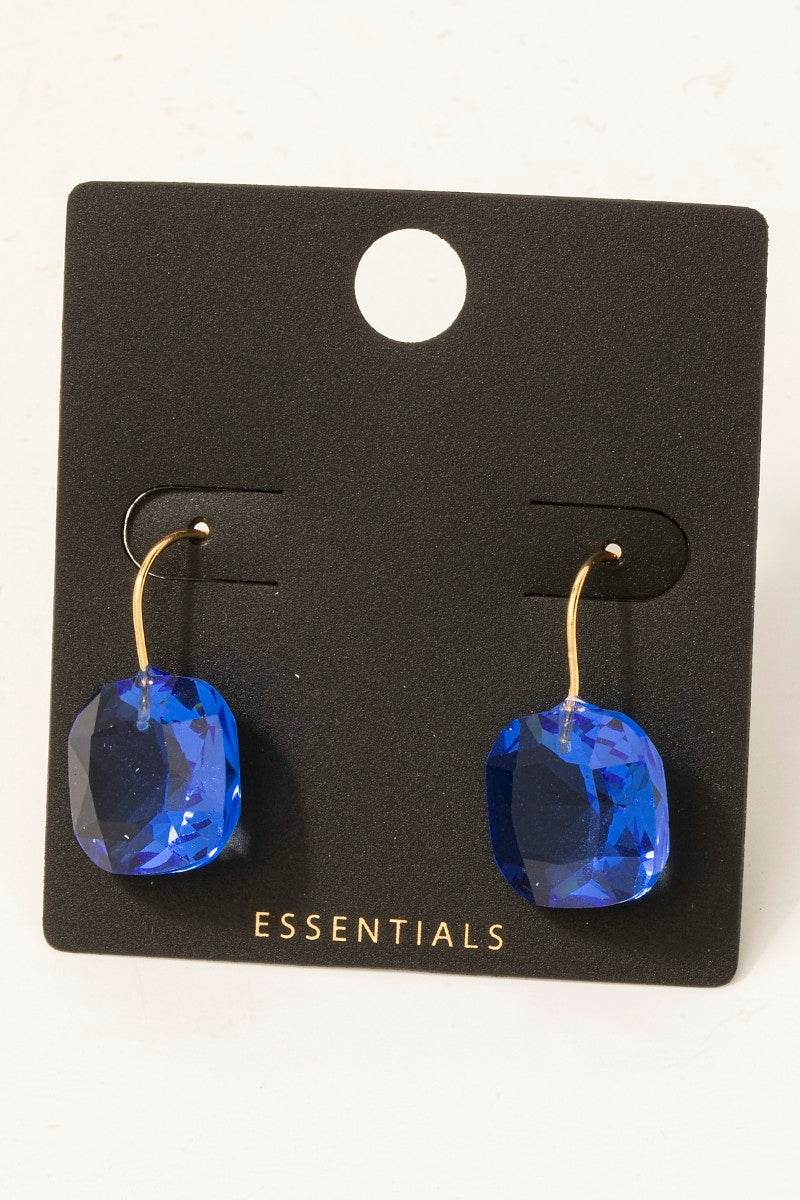 Square Glass Charm Drop Earring