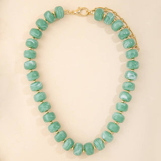 Marbled Chunky Rondelle Bead Statement Necklace