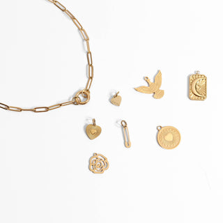 Gold Paperclip Carabiner Charm Holder Necklace