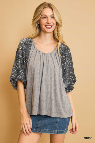 Sparkly Puff Sleeve Top