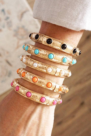 Slim Cabochon Eternity Bangle