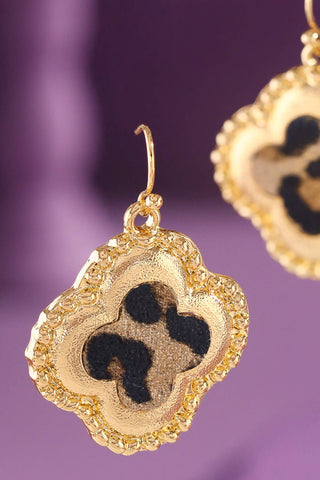 Animal Print Quatrefoil Drop Earring