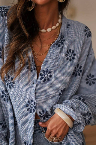 Printed Checkered  Button Shirt