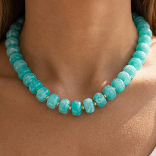 Marbled Chunky Rondelle Bead Statement Necklace