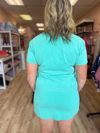 Mineral Wash V Neck Tee Skort Set