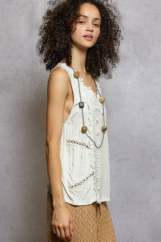 Sleeveless Floral Lace Top
