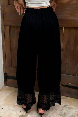 Wide-Leg Lace Patchwork Casual Pant