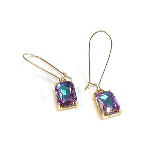 Midi Rectangle Glass Bead Dangle Earrings