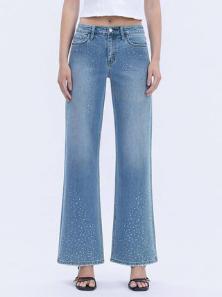HR Rhinestone Wide Leg Denim