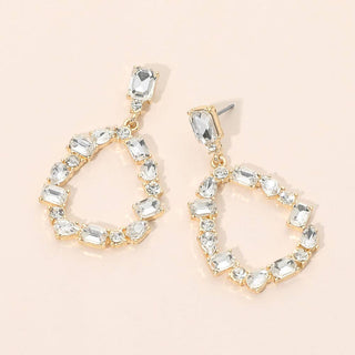 Stone Cluster Teardrop Earrings