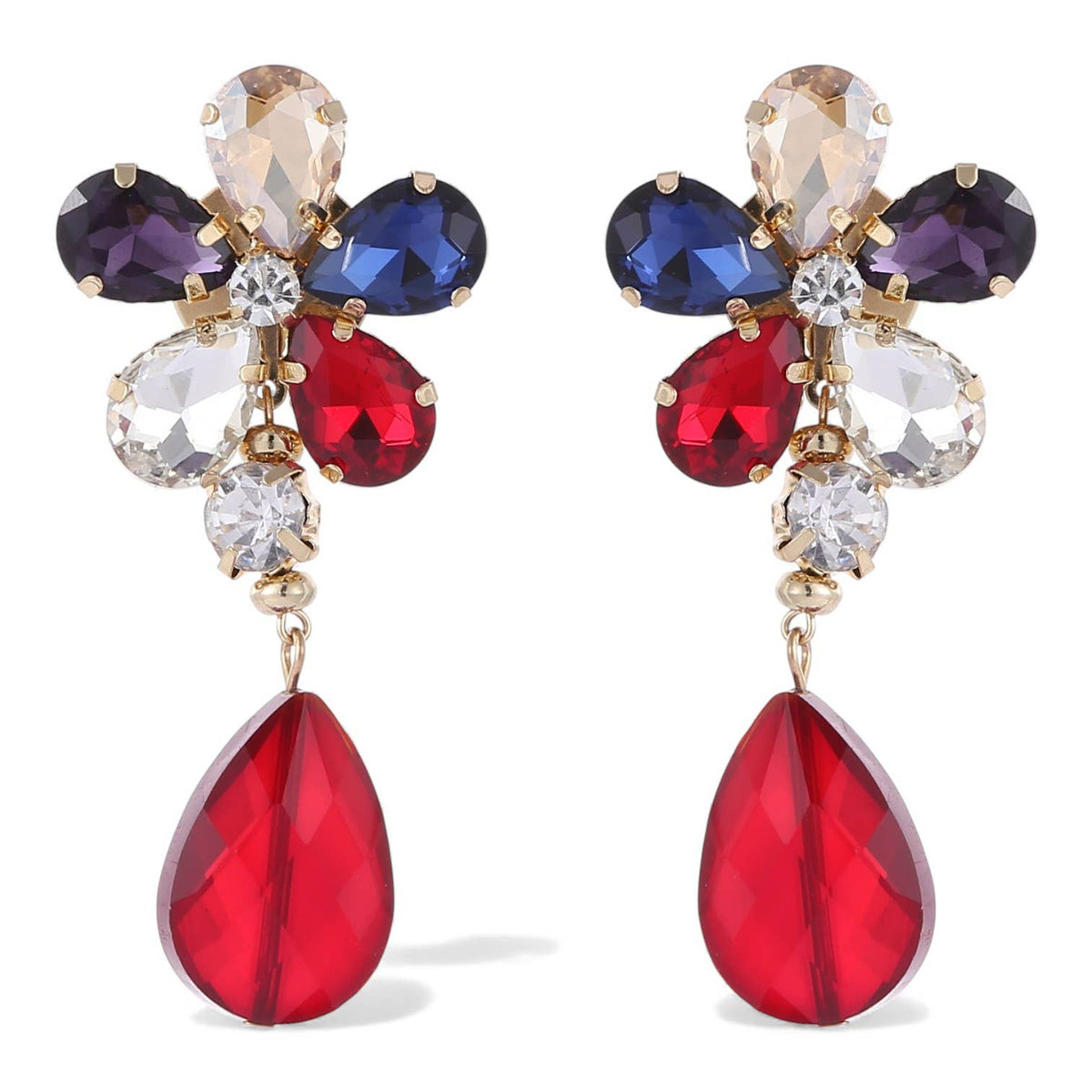 Chunky Rainbow Flower Statement Earrings