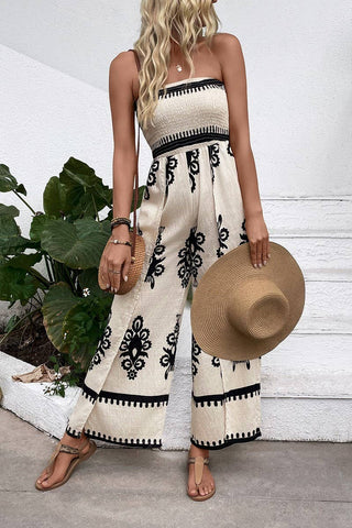 Smocked Strapless Printed Romper