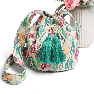 Boho Paisley Tassel Crossbody Bucket Bag