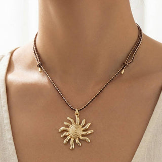 Cord Sun Pendant Necklace