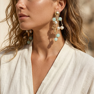 Coastal Beaded Pearl Earrings