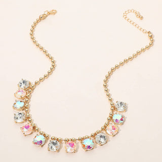 Cushion Teardrop Round Stone Link Evening Necklace